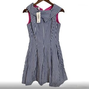 Sara Campbell Blue and Pink Gingham Mini Dress